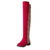 Boots 2021 Winter Thigh High Women Over The Knee Boot Long Sexy Black Party Booties Ladies Leopard Squared Heel Size 35-43