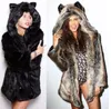 Kvinnors Fur Faux Höst och Vinter Imitation Coat European American Street Style Wolf Ear Mid-Length Women