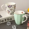 Europa bone china mokken grote capaciteit 420ml creatieve pastorale bloem thee kop kantoor melk koffiemok keramisch huis drinkware 210804