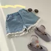 2-9T Jeans Shorts For Girls Toddler Kid Baby Clothes Summer Casual Ruffles Lace Denim Elegant Cute Sweet Trousers 210723