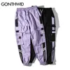 Gonthwid Color Block Cargo Harem Joggers Spårbyxor Hip Hop Casual Baggy Sweatpants Streetwear Fashion Hipster Pants Byxor 210709