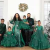 Dark Green Ruffles Little Girls Dresses O Neck Half Sleeve Lace Appliques Puffy Skirt Child Party Gowns 322