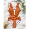 Mayo Kadınlar Seksi Derin V Boyun Mayo Kadın Yastıklı Monokini Backless Mayo Yaz Plaj Kıyafeti Yüzmek 210521