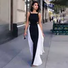 Patchwork Black White Dress Sexy Sleeveless Backless Spaghetti Strap Big Swing Long Maxi Dresses For Women Summer 2021 Plus Size X0521