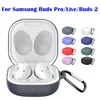 Soft Silicone Headset Acessórios Casos Sem Fio Fone de Ouvido Fone de Ouvido Fone de Ouvido à Prova de Choque Anti-gota com Carabiner Gancho para Samsung Galaxy Buds 2 / Buds Live / Buds Pro 2021