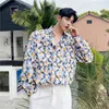 IDEEFB Koreański Trend Tkaniny Tkaniny Luźne Wydruk Vintage Logn Sleeve Koszula męska Casual Casual Sunscreen Topy Luźne Duży Rozmiar tkaniny 9Y7397 210524