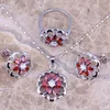 Boucles d'oreilles Collier brillant grenat rouge grenat en argent bijoux ensembles de jeux de pendentif taille 5.5 - 8 s0136