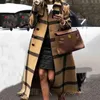 Misto lana da donna 2023 Trench lungo da donna Plaid Lana Moda Streetwear Tassel Soprabito Casual Plus Size Office Lady Chic Blend Ja
