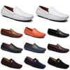 Mode Leder Doudou Männer Casual Fahrschuhe Atmungsaktive weiche Sohle Light Tans Schwarz Marine Weiß Blau Silber Gelb Grau Schuhe All-Match Lazy Cross-Border