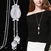 Naszyjniki wisiorek Elegancki Długi Tassel Flower Rose Crystal Wisiorki dla kobiet Geometryczny Maxi Romb Sweter Naszyjnik łańcucha A528