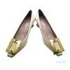 Spring and autumn style thick heel fashion formal single shoes simple comfortable with metal decoration