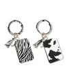 Party Favor Zebra-stripe PU Lether Bracelet Keychain with Card Bag Tassels Pendant Cow Print 2 styles Portable Wrist Bags zipper T2I51993