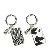 Zebra-Stripe PU Bransoletka Bransoletka Brelok z Torba kart Tassels Wisiorek Krowa Drukuj 2 Style Przenośne Torby nadgarstkowe Zipper T2I51993