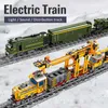 Stad Elektrische Track Trein Bouwblok Creator WW2 Motor Rail Trai Railway Auto Figuren Bricks Speelgoed voor kinderen Kinderen X0902