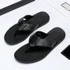 New Fashion Slippers Black Soft Leather Sandals Mules Bees Summers Slide Slippery Flat Chain Sandals Wide T-bar Casual Beach Slip Sandal With Box