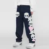 Jeans Menores Moda Cráneo Gráfico Bordado Romificado Y2K Pantalones para hombre Harajuku Vibe Estilo Streetwear Extremo para Pantalón Denim Casual