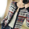 Cardigan tricoté Vintage Femmes automne hiver Col O-Cou lâche manche à manches longues manteau Jacket Cachemire à poitrine à poitrine 211217