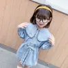 Abiti da ragazza in denim per bambina Abiti da ragazza in cintura Abiti da festa per bambini in stile casual Primavera Autunno Vestiti per neonati 210412