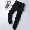 Autumn New Men s Pure Black Business Jeans Classic Style Regular Fit Stretch Denim Pants Fashion Casual Brand Trousers 210330