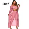 Large Size 2xl 3 Piece Set Women Winter Long Sleeve Three s s For Female Coat Pants Tops Women's Suits 3 210525