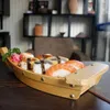 平らなウェアセット37x15 3x7cm日本料理寿司ボートツールウッドハンドメイドシンプルな船Sashimiさまざまな冷たい料理食器bar269g