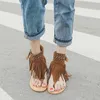 Kadın Ayakkabı Yaz Sandalet Gladyatör Flip Flops Püskül Düz Plus Boyut 35-43 Sandalia Feminina
