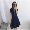 Summer Robe Elegant Sexy Knitted Mini Dress Women Short Sleeve Turn Down Collar Slim Bodycon Korean Vestidos 210519