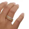 Küme Yüzük Üç Renk Yığın İstiflenebilir 925 STERLING Gümüş Düğün Çerçevesi Kübik Zirkonya CZ Eternity Band Nişan Yüzüğü Set6826258