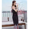 Summer Fashion Sweet Elegant Chiffon Women Dresses Long A-Line Thin Folk Bohemian Sea Sleeveless Female Dress D820 40 210506