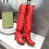 Echtes Leder Rot Beige Canvas Overknee-Stiefel 2021 Designer Damenstiefel Reißverschluss Schnürsenkel Freizeitschuhe Mode High Heel Damen Luxus-Turnschuhe Box große Größe 41 42