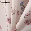 Tataria Loose Floral Printed Chiffon Blouse Women Elegant Ruffles Blouses Shirt Sleeveless Bow Tied Neck Camisas Blusas Tops 210514