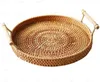 ハンドル編まれた枝編み細工品パンのフルーツフード朝食ディスプレイL速い出荷の藤の貯蔵皿の丸いバスケットプレート