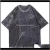 TシャツS衣料品アパレルドロップデリバリー2021ソリッドカラーネクタイ染料Tシャツメンズヒップホップ原宿ズトップスティーカジュアルオーシャスストリートウェア