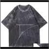 T-Shirts & S Clothing Apparel Drop Delivery 2021 Solid Color Tie Dye T Shirt Mens Hip Hop Harajuku Loose Tops Tees Casual Oversize Streetwear