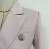 Sonbahar ve Kış kadın Yüksek Kaliteli Slim-Fit Bayanlar Blazer Metal Kruvaze Ceket Suit Ofis Kadınlar 210527