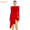 röd kväll asymmetrisk klänning