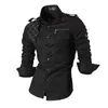 Jeansian Men's Casual Dress Shirts Fashion Desinger Stylish Long Sleeve Slim Fit 8371 Black2 210410