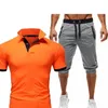 T-shirts pour hommes 2021 été 2PC ensemble hommes taille EUR/US à manches courtes t-shirts deux pièces hauts + Shorts vêtements de sport hommes ensembles survêtement homme