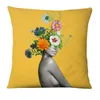 Coussin décoratif oreiller fleur filles housse de coussin affiches de beauté portrait peinture taie d'oreiller 45x45 cm chambre canapé décor case4556785