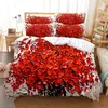 Set di biancheria da letto 3pcs Cover Duvet Consolatore / Quilt 3D Stampa digitale Rosa Red Queen Size Designer Regali da sposa di San Valentino