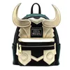 Loki Pu Leather Backpack Horn Travel Laptop Bag SchoolBags Adults Adults Handbag Wallet Birthday Gifts313H