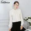 Office Womens Ruffle Blouses en Tops Chiffon Lange Mouw Vintage Chemise Femme Shirt Witte Top Grote Size Lente 210514