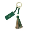 Free Custom Genuine Leather Keyring Designer Tassel Fashion Car Luxury Unisex Keychain Bag Wallet