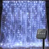 Strings Solar Powered 3x3M 300 LED Window Curtain String Light Outdoor Garden Xmas Starry Star Fairy Garland