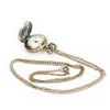 Mulheres homens relógio de bolso vintage tamanho pequeno lótus oco out quartzo relógio colar cadeia mu8669