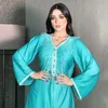 Abbigliamento etnico Wepbel Turchia Caftano a maniche lunghe Abaya Arabo Dubai Abito musulmano Medio Oriente Abito con piume Abito da festa
