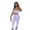 Femmes Survêtements Deux Pièces Ensembles Yoga Survêtement Jogging Costume Plaine Tenues Débardeur + Leggings Sexy Sportswear Vêtements D'été Couleur Unie