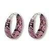 Big Pu Snake Skin Pattern Hoop Earrings for Womens Fake Leather Circle Statement Earings Women Jewelry