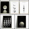 Minimalistisk Luna Wall Art Moon Phase Canvas Posters och tryck Abstrakt Målning Nordisk Dekoration Bilder Modern Heminredning