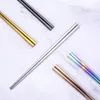 Chopstick 304 Rostfritt st￥l Chopstick Wed Chopstick Square Glossy Silver Gold Rose Gold Black Rainbow Wholesale DH2015